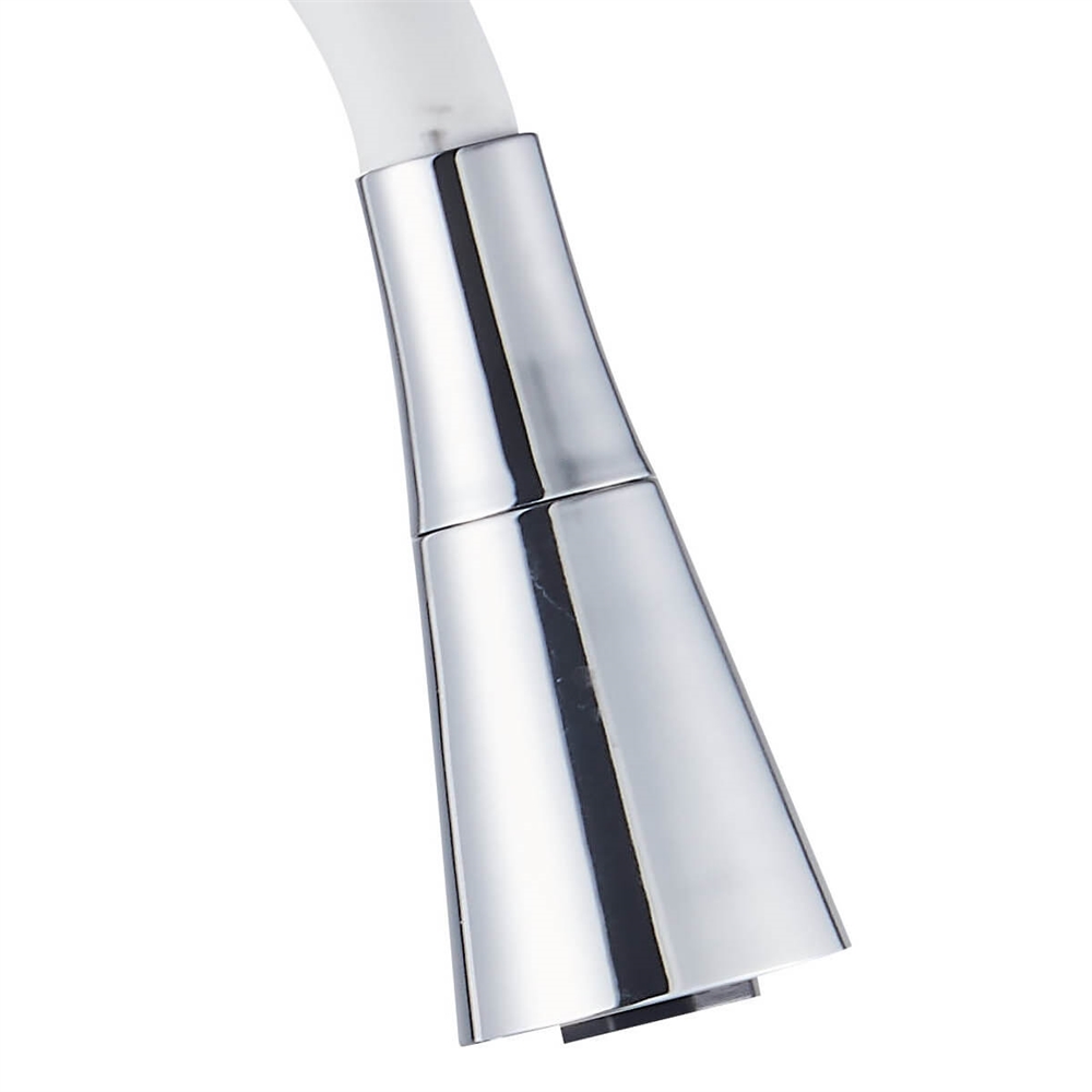 Смеситель для кухни Ligeya L7008 одноручный с белым гибким изливом, 2-х режим. лейка, нерж. т тт000020048