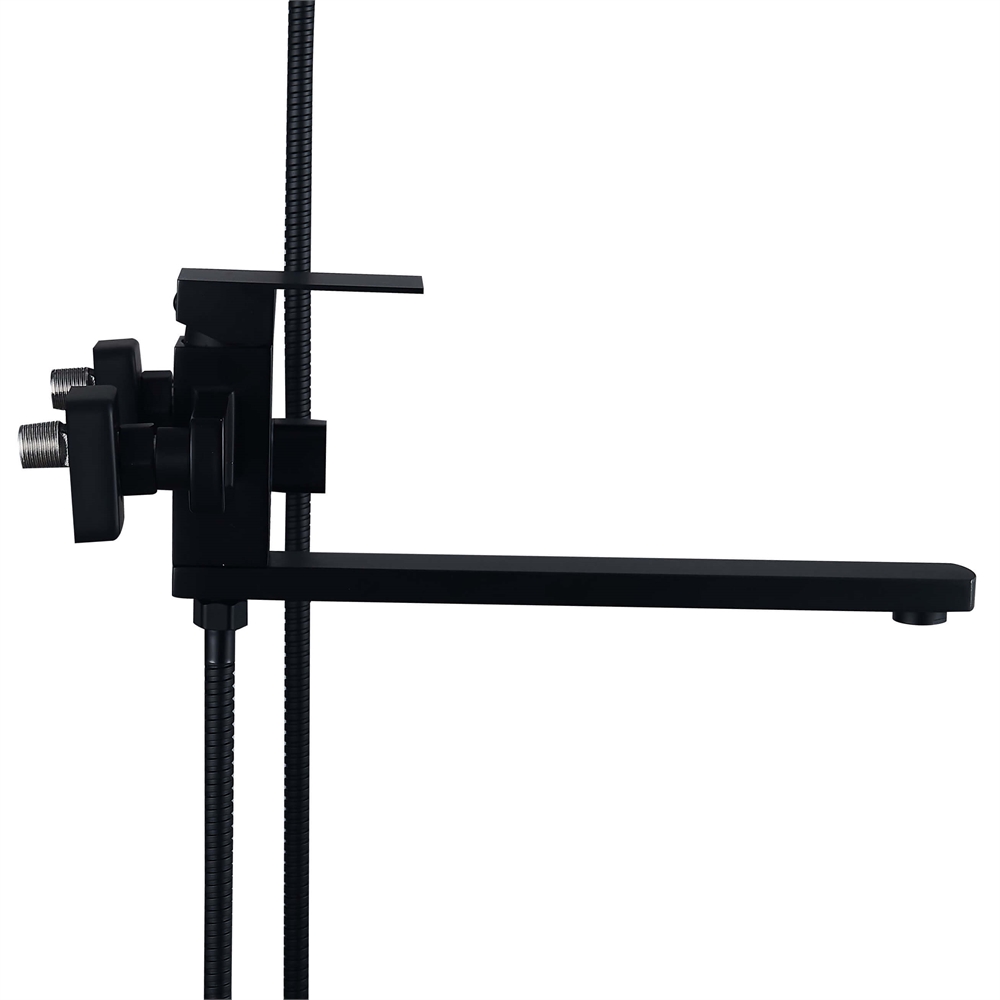 Смеситель для ванны Ligeya S3024 с душем одноручный с плоским изливом черный, нерж. т тт000020052