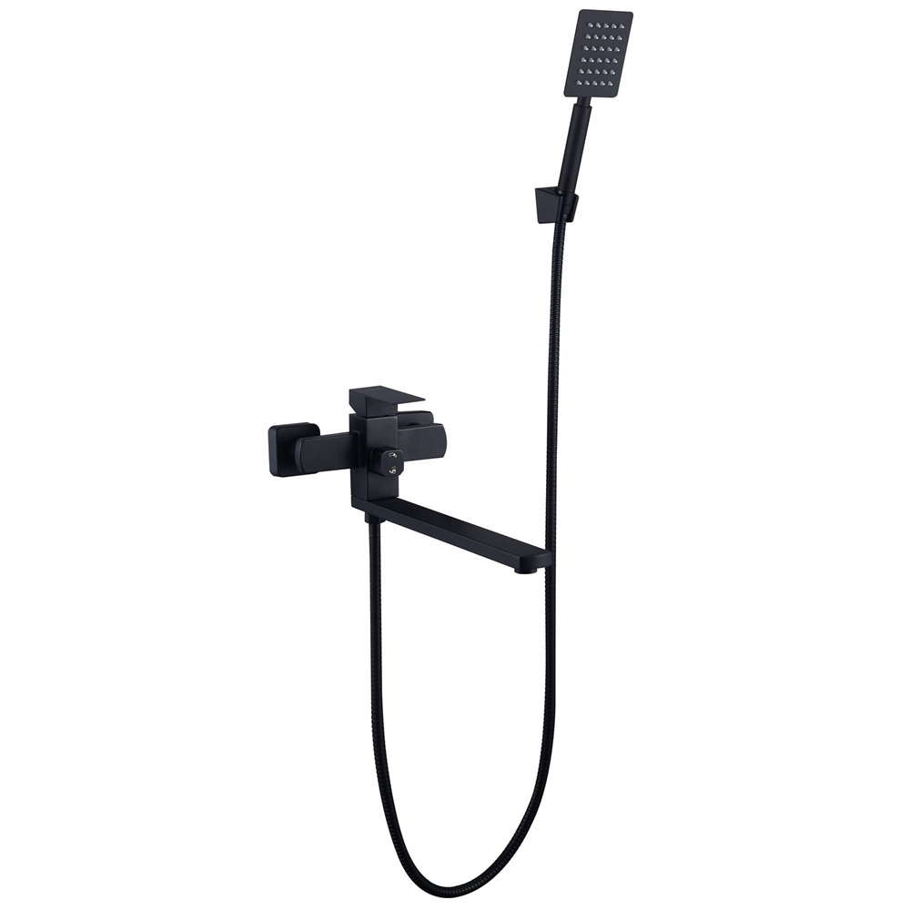 Смеситель для ванны Ligeya S3024 с душем одноручный с плоским изливом черный, нерж. т тт000020052