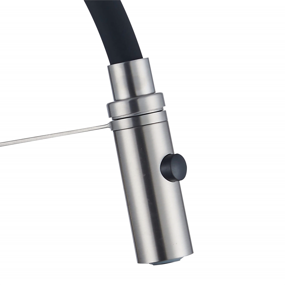 Смеситель для кухни Ligeya S3029 одноручный с гибким черным изливом, 2-х режим. лейка, нерж. т тт000020057