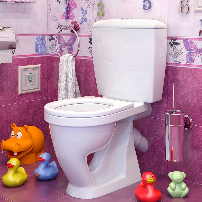 Унитаз-компакт ОК Детский Стандарт белый (арматура, гофра и сиденье, косой выпуск) т тт000016010