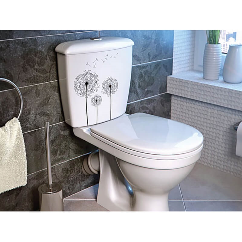 Унитаз-компакт ОК Радуга Стандарт декор «Одуванчик» (арматура, гофра и сиденье, косой выпуск) т тт000017381