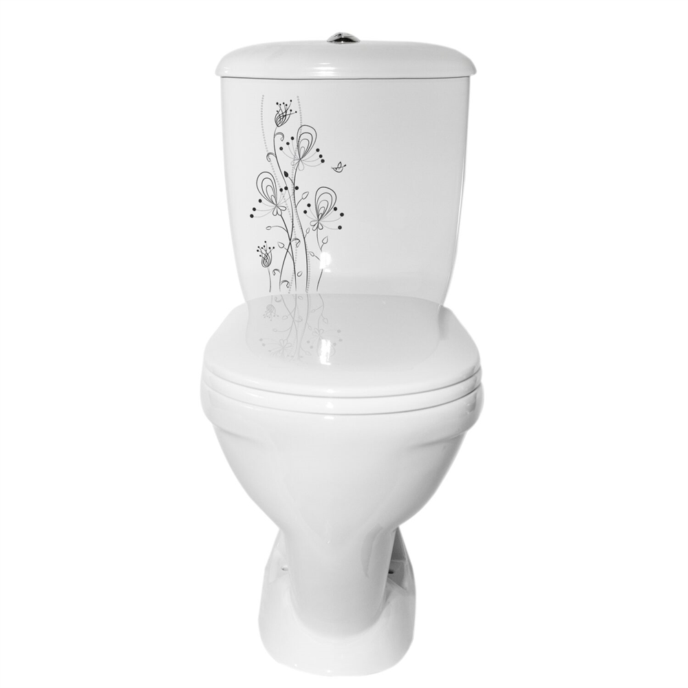 Унитаз-компакт ОК Радуга Стандарт декор «Цветы» (арматура, гофра и сиденье, косой выпуск) т тт000017382