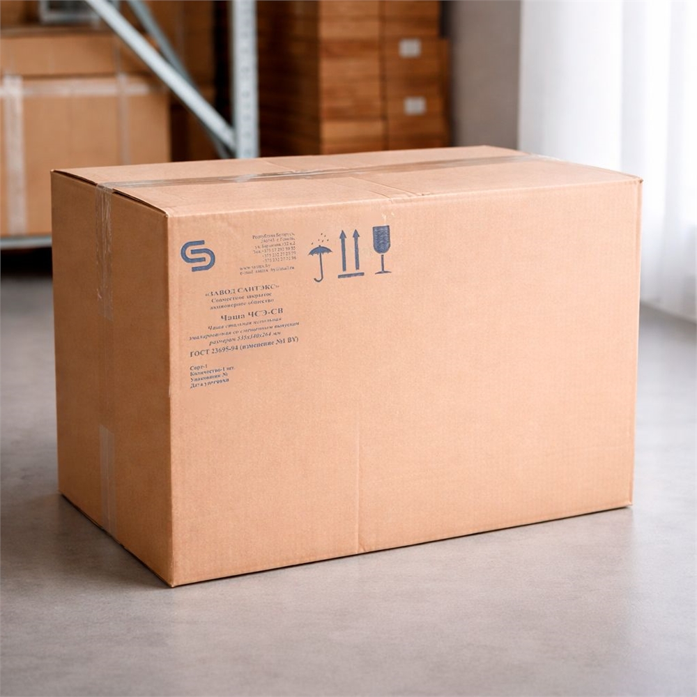 Чаша Генуя стальная эмаль Сантэкс со смещенным сливом в комплекте с сифоном и рассекателем т cт000069398