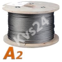 Трос средней мягкости плетение 7Х7 sZ А2 2,5 мм Kvs 108782