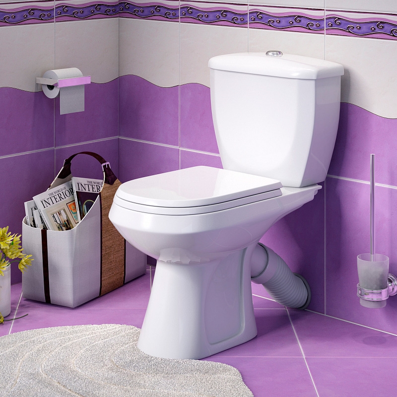 Унитаз-компакт ОК Элисса Стандарт белый (арматура, гофра и сиденье, косой выпуск) т тт000002405