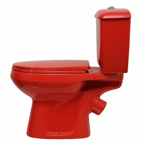 Унитаз-компакт ОК Элисса Стандарт красный (арматура, гофра и сиденье, косой выпуск) т тт000002407