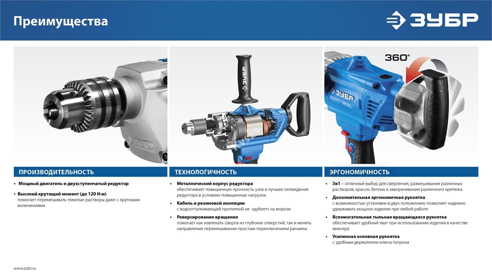 ЗУБР  820 Вт, 13 мм, дрель-миксер, Профессионал (ЗДМ-820 РМ) ЗДМ-820 РМ