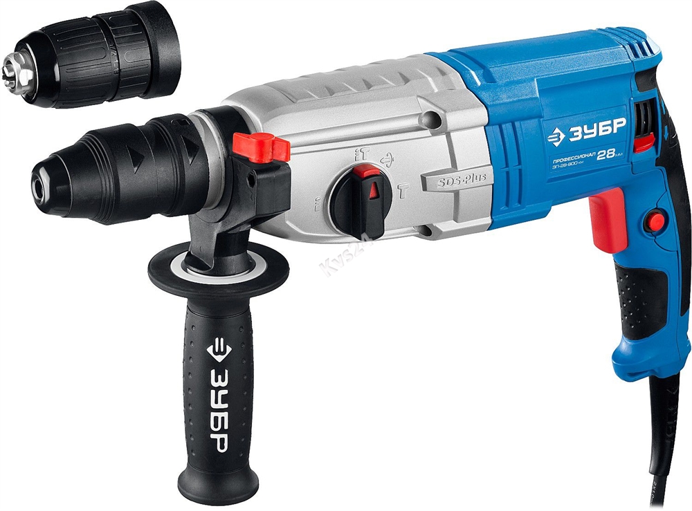 ЗУБР  28 мм, 800 Вт, перфоратор SDS Plus + БЗП, Профессионал (ЗП-28-800 КМ) ЗП-28-800 КМ