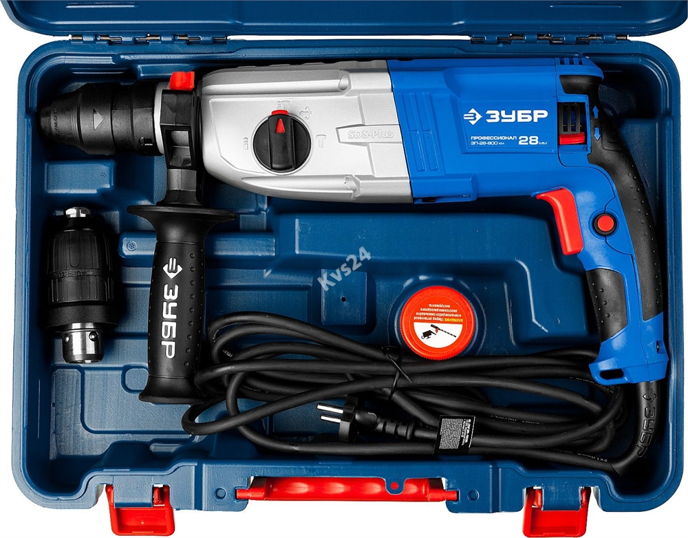 ЗУБР  28 мм, 800 Вт, перфоратор SDS Plus + БЗП, Профессионал (ЗП-28-800 КМ) ЗП-28-800 КМ