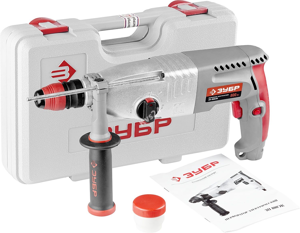 Перфоратор ЗУБР, SDS-plus, БЗП, в компл., металл корпус редуктора, 800Вт, кейс ЗП-800ЭК