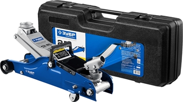 ЗУБР  Т-65, 2.5 т, 90 - 360 мм, подкатной домкрат с низким подхватом и поворотной ручкой в кейсе, Профессионал (43057-2.5-K) 43057-2.5-K