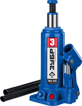 ЗУБР  3 т, 192 - 374 мм, бутылочный гидравлический домкрат, Профессионал (43060-3) 43060-3_z01