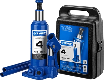 ЗУБР  4 т, 192 - 374 мм, бутылочный гидравлический домкрат в кейсе, Профессионал (43060-4-K) 43060-4-K_z01