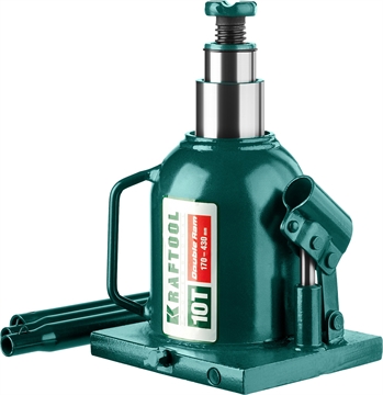 KRAFTOOL  DOUBLE RAM, 10 т, 170 - 430 мм, с увеличенным подъемом, двухштоковый бутылочный домкрат  (43463-10) 43463-10