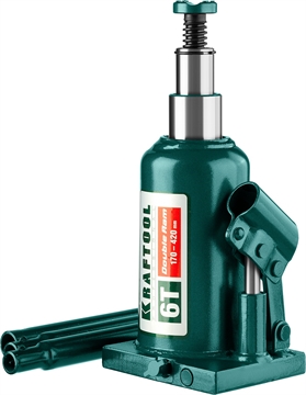 KRAFTOOL  DOUBLE RAM, 6 т, 170 - 420 мм, с увеличенным подъемом, двухштоковый бутылочный домкрат  (43463-6) 43463-6