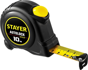 STAYER  AutoLock, 10 м х 25 мм, рулетка с автостопом (2-34126-10-25) 2-34126-10-25