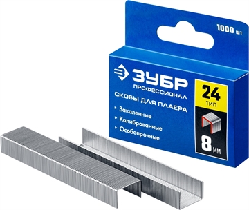 ЗУБР  8 мм, тип 24, 1000 шт, скобы для плайера, Профессионал (31555-08) 31555-08