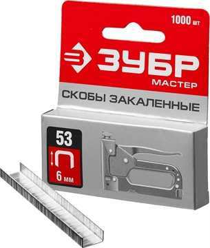 ЗУБР  тип 53 (A/10/JT21) 6 мм, 1000 шт, калибр 23GA, скобы для степлера (31625-06) 31625-06