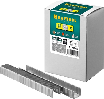 KRAFTOOL  тип 21GA (80/Pr A/Senco AT) 10 мм, 5000 шт, скобы для степлера (31780-10) 31780-10