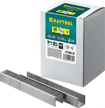 KRAFTOOL  тип 21GA (80/Pr A/Senco AT) 12 мм, 5000 шт, скобы для степлера (31780-12) 31780-12