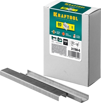 KRAFTOOL  тип 21GA (80/Pr A/Senco AT) 6 мм, 5000 шт, скобы для степлера (31780-6) 31780-6
