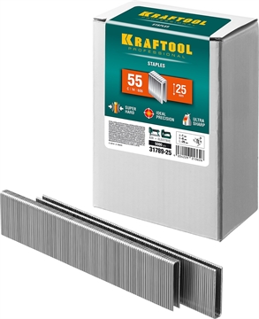 KRAFTOOL  тип 18GA (55/90/C) 25 мм, 5000 шт, скобы для степлера (31789-25) 31789-25