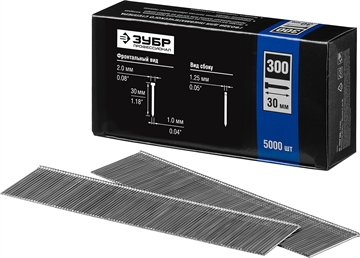 ЗУБР  тип 18GA (47/300/F) 30 мм, 5000 шт, гвозди для нейлера, Профессионал (31830-30) 31830-30