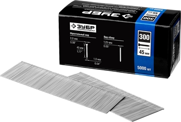 ЗУБР  тип 18GA (47/300/F) 45 мм, 5000 шт, гвозди для нейлера, Профессионал (31830-45) 31830-45