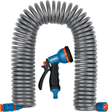 GRINDA  спиральный шланг 3/8″ x 15 м, пистолет-распылитель, адаптеры, поливочный набор, PROLine (428495) 428495