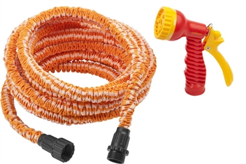 GRINDA  PS-15, удлиняющийся шланг 5 - 15 м, пистолет поливочный, коннекторы, поливочный набор (428496-15) 428496-15