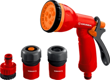 GRINDA  GS-12, пистолет с 8 режимами, комплект соединительной арматуры 1/2″, ударопрочный пластик, поливочный набор (8-427383) 8-427383_z02