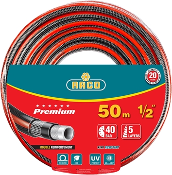 RACO  PREMIUM, 1/2″, 50 м, 40 атм, пятислойный, усиленный двумя слоями армирования, поливочный шланг (40300-1/2-50) 40300-1/2-50_z01