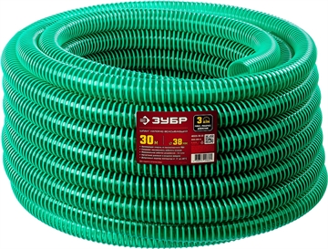 ЗУБР  38 мм x 30 м, 3 атм, со спиралью ПВХ, напорно-всасывающий шланг (40325-38-30) 40325-38-30