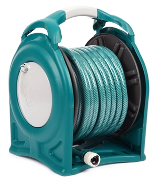 RACO  корпус из высокопрочного пластика, шланг 25 м х 1/2″, поливочный набор 4 предмета, катушка со шлангом в комплекте (4260-55/590) 4260-55/590