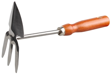 GRINDA  270 мм, 3 зубца, нержавеющая сталь, сердцевидное лезвие, деревянная ручка, садовая мотыжка (8-421139) 8-421139_z01