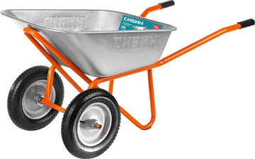 СИБИН  СТ-22, 110 л, 200 кг, двухколесная, оцинкованная сталь, строительная тачка (39905) 39905_z01