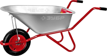 ЗУБР  Т-11, 90 л, 160 кг, одноколесная, оцинкованная сталь, стальные опоры, d 25 мм, садово-строительная тачка (39962) 39962
