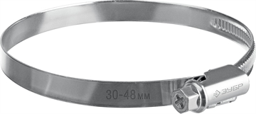 ЗУБР  Х-9Н, 30 - 48 мм, накатная лента 9 мм, цинк, 50 шт, червячный хомут (37807-48) 37807-48