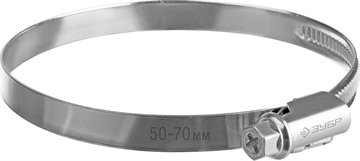 ЗУБР  Х-9Н, 50 - 70 мм, накатная лента 9 мм, цинк, 50 шт, червячный хомут (37807-70) 37807-70