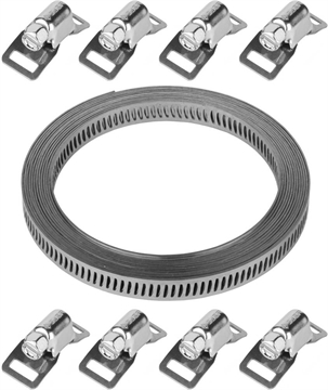 ЗУБР  3 м х 8 мм, 8 замков, набор: хомут универсальный нержавеющий, Профессионал (37811-H8) 37811-H8