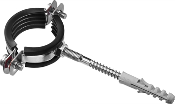 ЗУБР  1 1/4″, цинк, 1 шт, трубный хомут с сантехнической шпилькой и дюбелем (37866-40-45) 37866-40-45