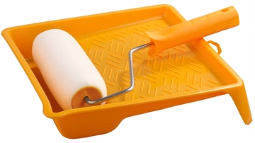 STAYER  ПОРОЛОН, 46 х 180 мм, бюгель 6 мм, все виды ЛКМ, малярный валик в наборе с ванночкой (2-05438-18) 2-05438-18