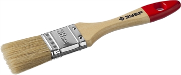 ЗУБР  УНИВЕРСАЛ, 38 мм, 1.5″, светлая натуральная щетина, деревянная ручка, все виды ЛКМ, плоская кисть (4-01003-038) 4-01003-038