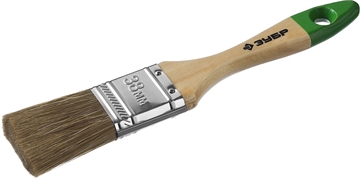 ЗУБР  ЛАЗУРЬ, 38 мм, 1.5″, светлая смешанная щетина, деревянная ручка, для высокотекучих ЛКМ, плоская кисть (4-01009-038) 4-01009-038