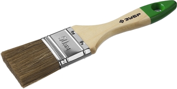 ЗУБР  ЛАЗУРЬ, 50 мм, 2″, светлая смешанная щетина, деревянная ручка, для высокотекучих ЛКМ, плоская кисть (4-01009-050) 4-01009-050