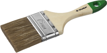 ЗУБР  ЛАЗУРЬ, 75 мм, 3″, светлая смешанная щетина, деревянная ручка, плоская кисть (4-01009-075) 4-01009-075