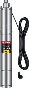 ЗУБР  900 Вт, 110 м напор, скважинный насос винтовой, корпус из нержавеющей стали (НСВ-75-110) НСВ-75-110