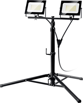 ЗУБР  ПСК 50х2, 2 х 50 Вт, 6500 К, IP 65, 1.6 м, светодиодные прожекторы  на штативе, Профессионал (57145-2-50) 57145-2-50