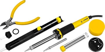 STAYER  PROTerm, 60Вт, 2к рукоят, конус, подставка+припой+сменн жало+оловоотсос+сменн насадка+канифоль+кусачки, паял набор, Professional (55314-60-H8) 55314-60-H8